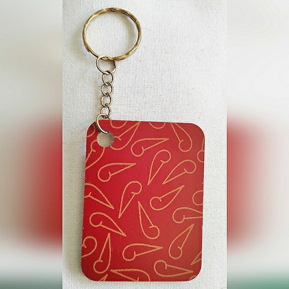 NEW Handmade Keychain Bag Tag! Italian Wood ArtDeco3. "I LOVE My Bag" Wood Heart - Picture 2 of 6